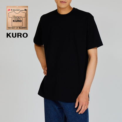 HANES ヘインズ KURO クロ クルーネックTシャツ 半袖 無地 厚手 (HM1-D202)