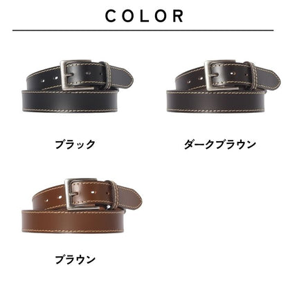 飯田工房 イイダコウボウ レザーベルト 牛革 ステッチライン 日本製 (IK3529)